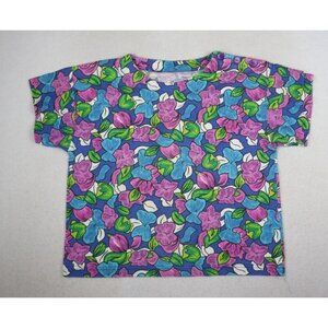 VINTAGE 90s WOMEN'S PURPLE FLORAL PRINT T-SHIRT - SIZE M